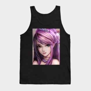 Anime Manga Girl Pink Hair Tank Top